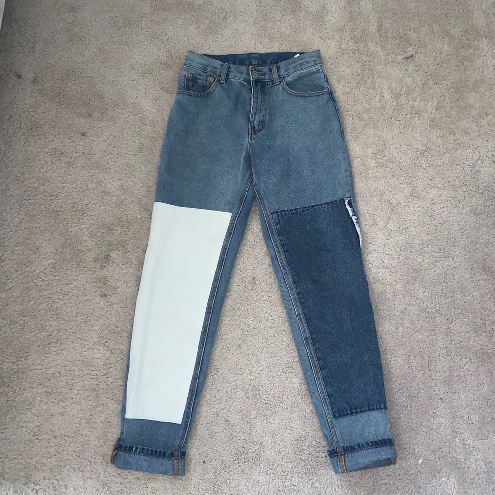 High waisted straight Pacsun color block jeans